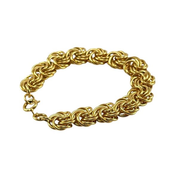 Vintage Gold Tone Statement Chain Link Bracelet Chunky Textured Women’s Jewelry - Picture 5 of 8